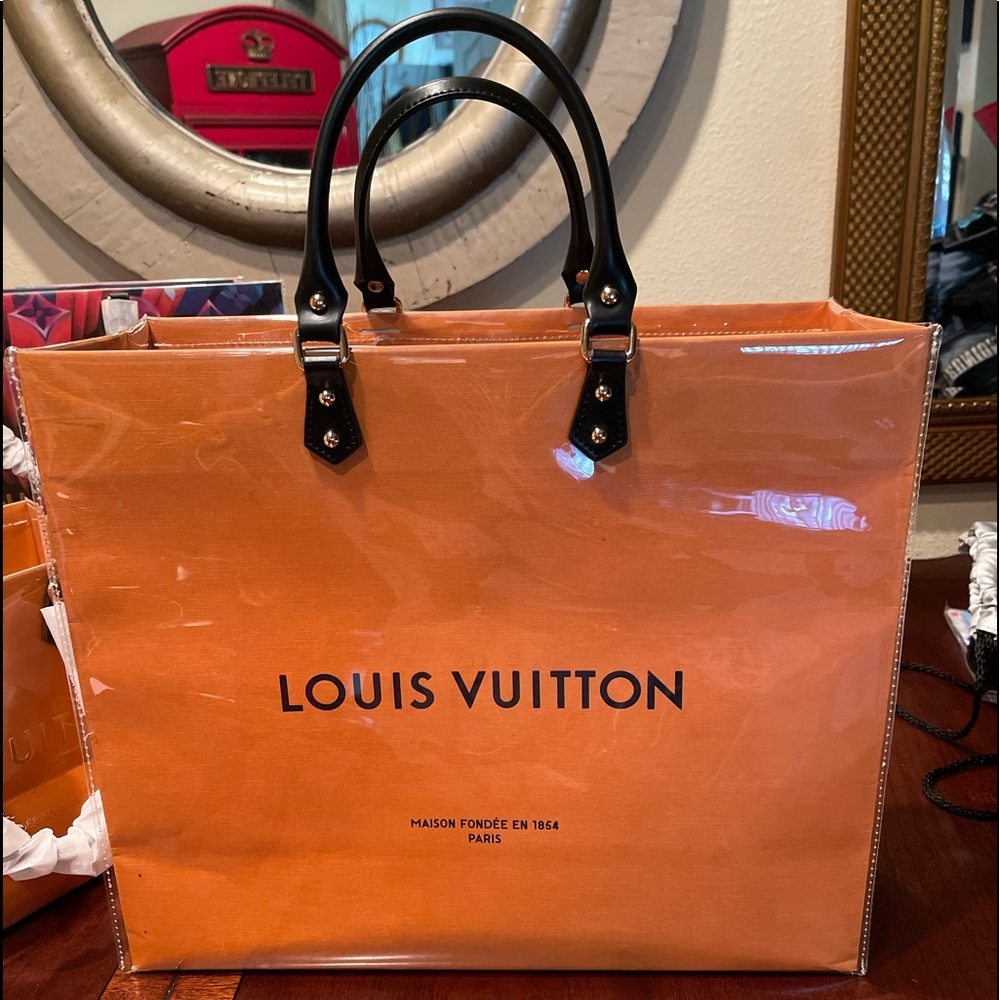 Louis Vuitton Orange Patent Tote with Black Handles